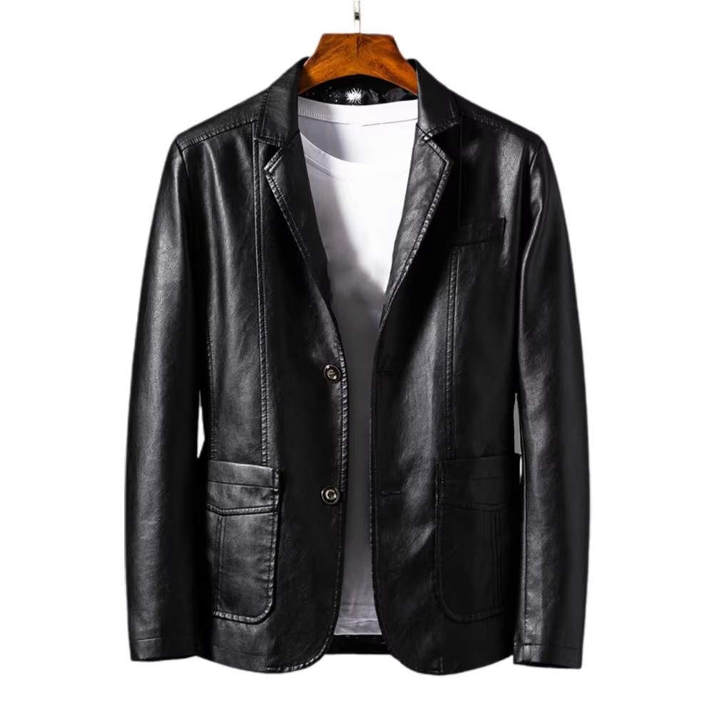 Street-Wave Mens Vintage Motorcycle PU Leather Jacket With Button Pocket Design For Classic Biker Style And Fall Wear