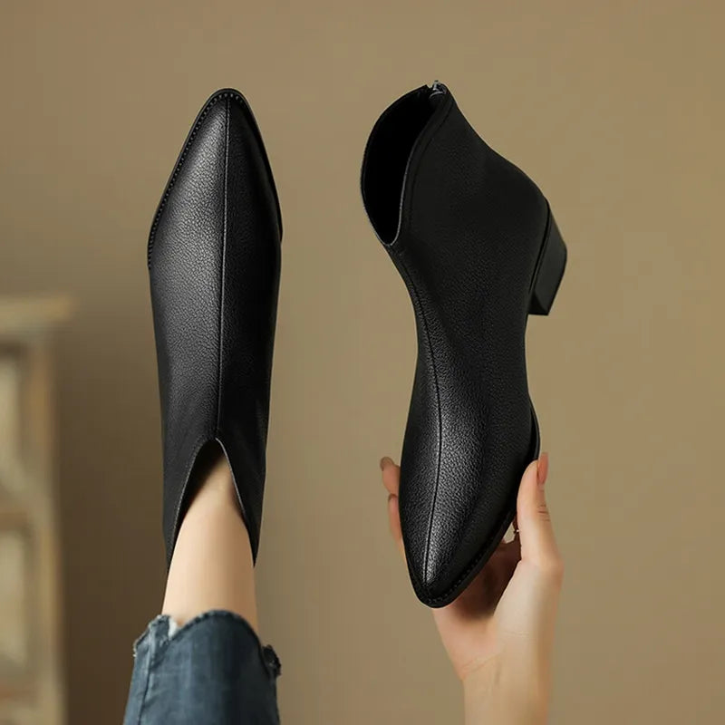 Street-wave Block Heel Ankle Boots For Women Elegant Comfort And Versatile Style