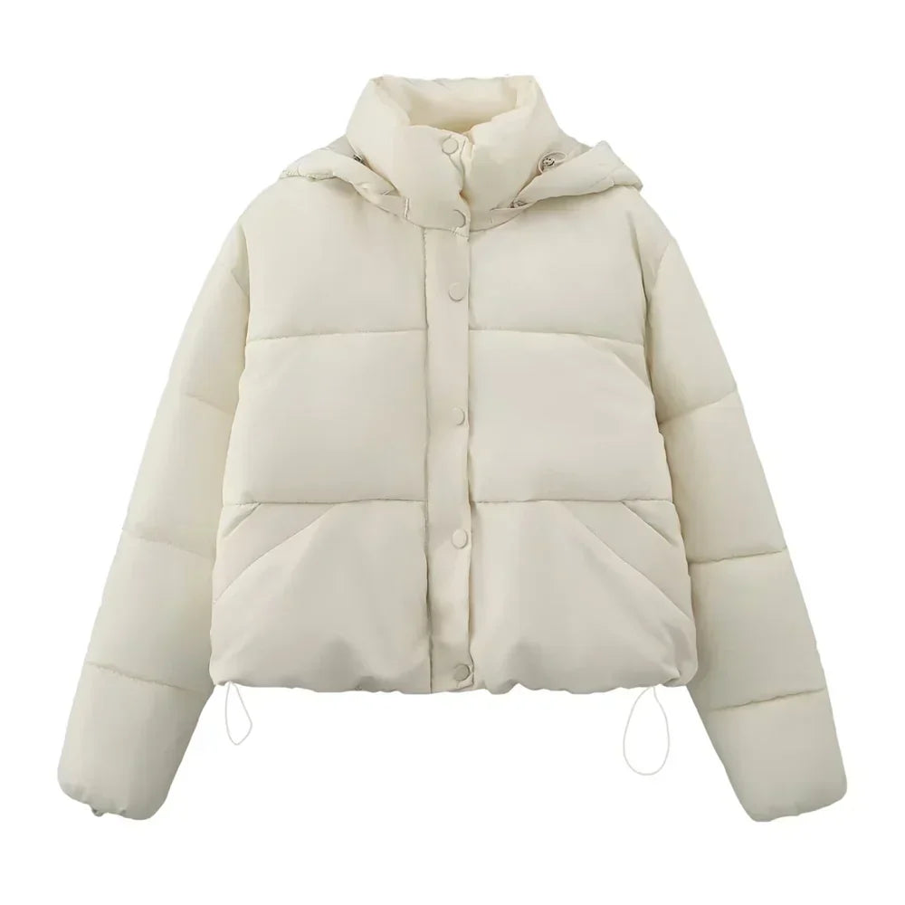 Street Wave Short Puffer Hoodie Jacket For Everyday Comfort Unisex Urban Streetwear Style