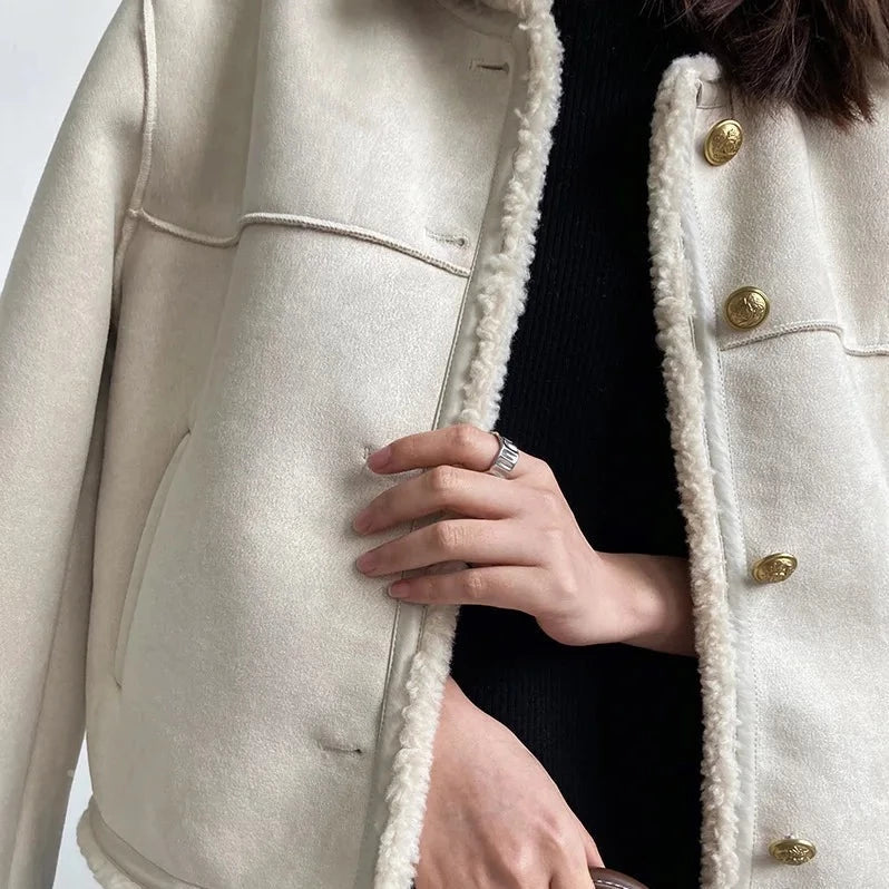 Street-wave Suede Fleece Jacket Women Cozy Warmth