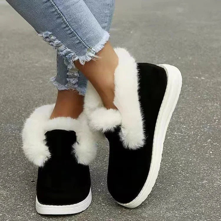 Street-Wave Velvet Slip-On Boots With Plush Fur Lining For Women Cozy All Day Comfort