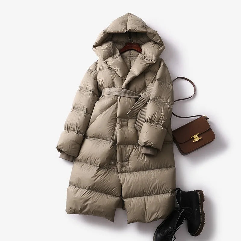 Street-Wave Women's Hooded Long Puffer Coat For Winter Warmth And Cozy Comfort For Everyday Outdoors