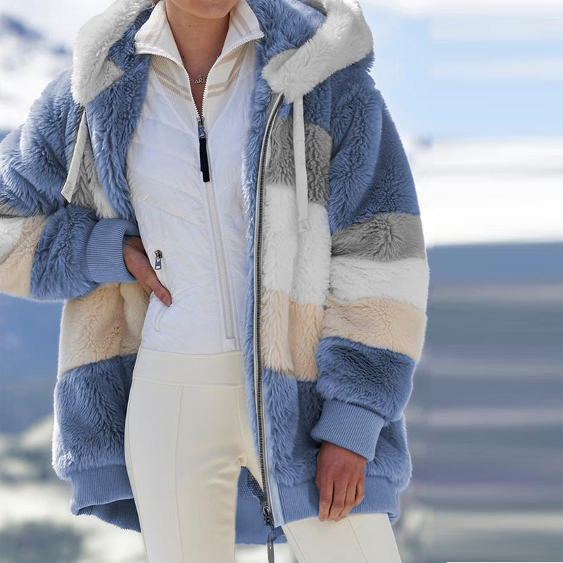 Street-Wave Azalea Hooded Fleece Jacket For Cold Outdoor Enthusiasts - Cozy Warmth, All Season Comfort