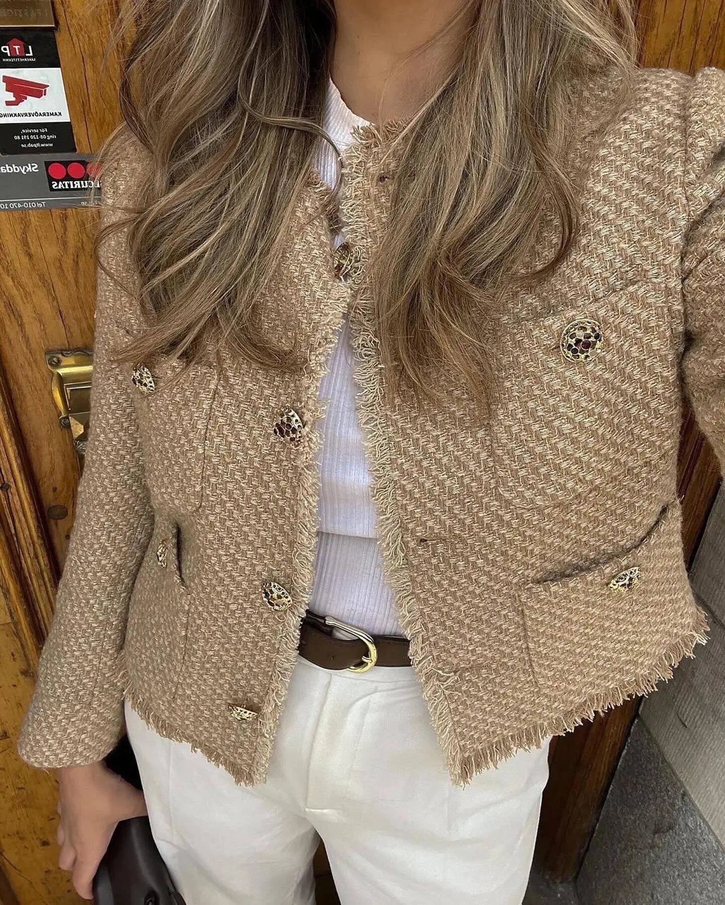 Streetwave Classic Tweed Blazer Wool Blend For Women Timeless Chic And Effortless Versatility