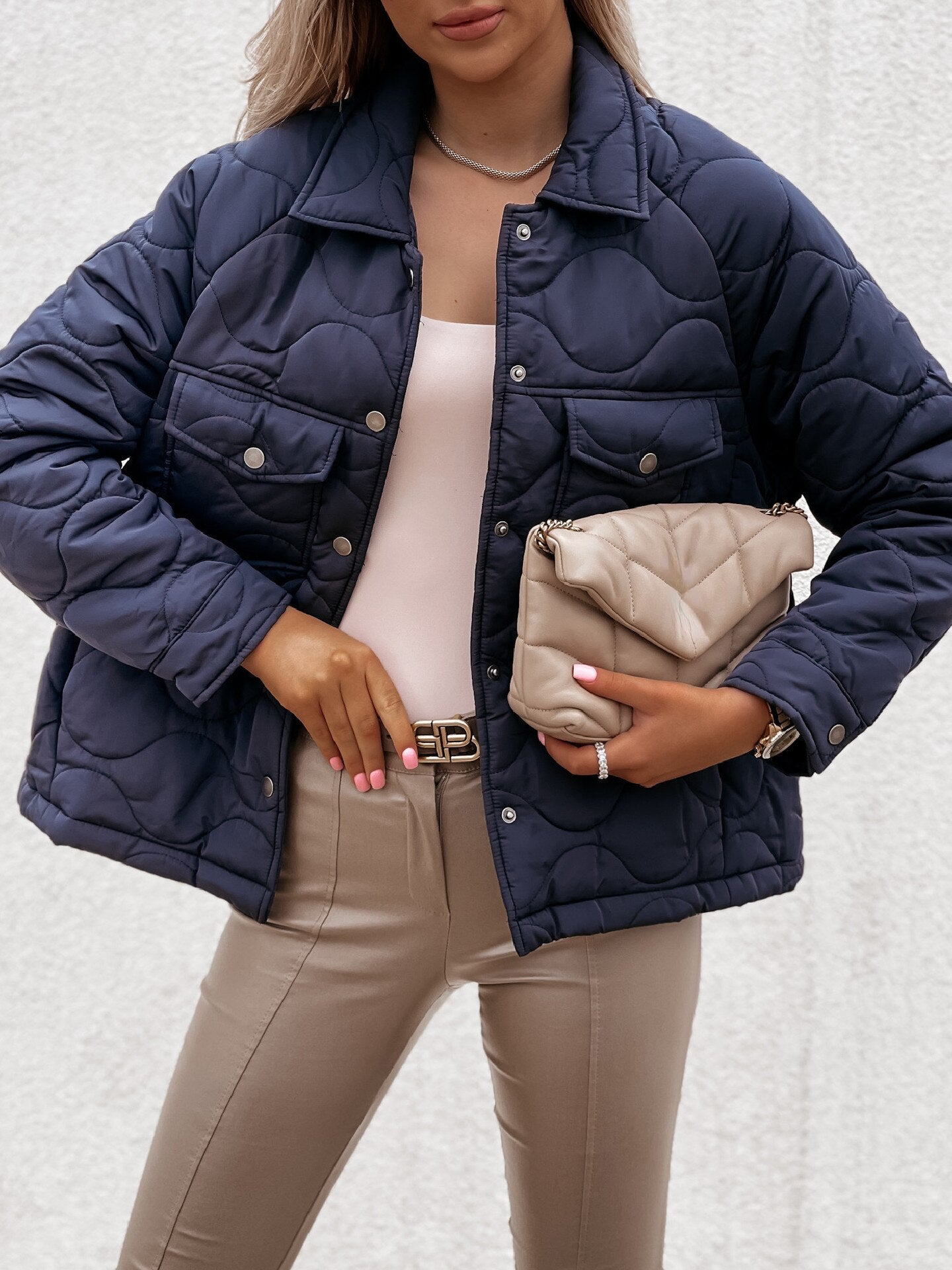 Street-Wave Puffer Jacket For Women - Quilted Insulated Cozy Warm Coat Trendy Everyday Wear