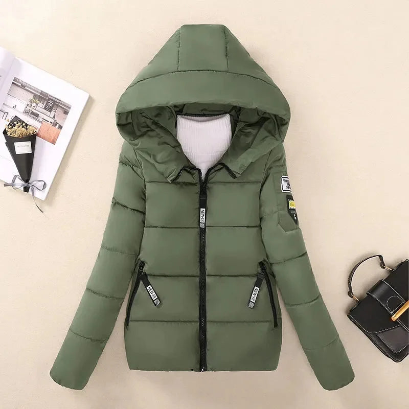 Street Wave Pink Hooded Puffer Parka For Women Warm Insulated Coat With Cozy Fit