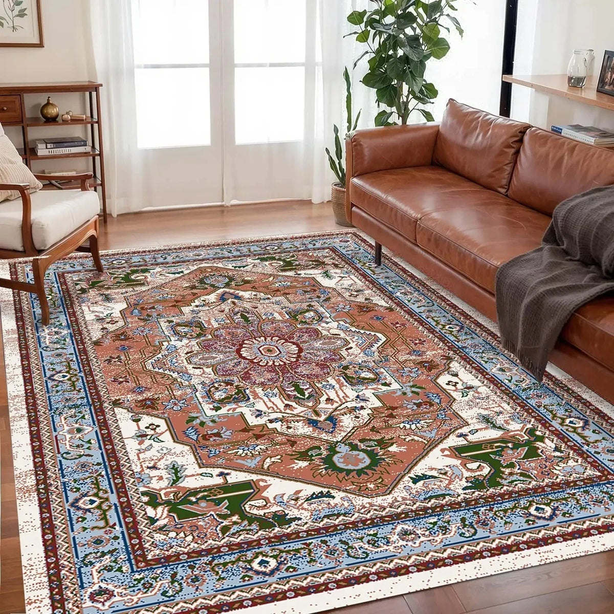 Vikama Bohemian Floor Mat Non Slip Large Living Room Rug For Boho Home Lovers