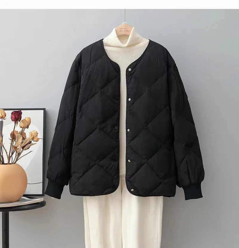 Streetwave Diamond Pattern Quilted Down Jacket For Women Warm Cozy Tailored Fit Soft Autumn Winter Outerwear