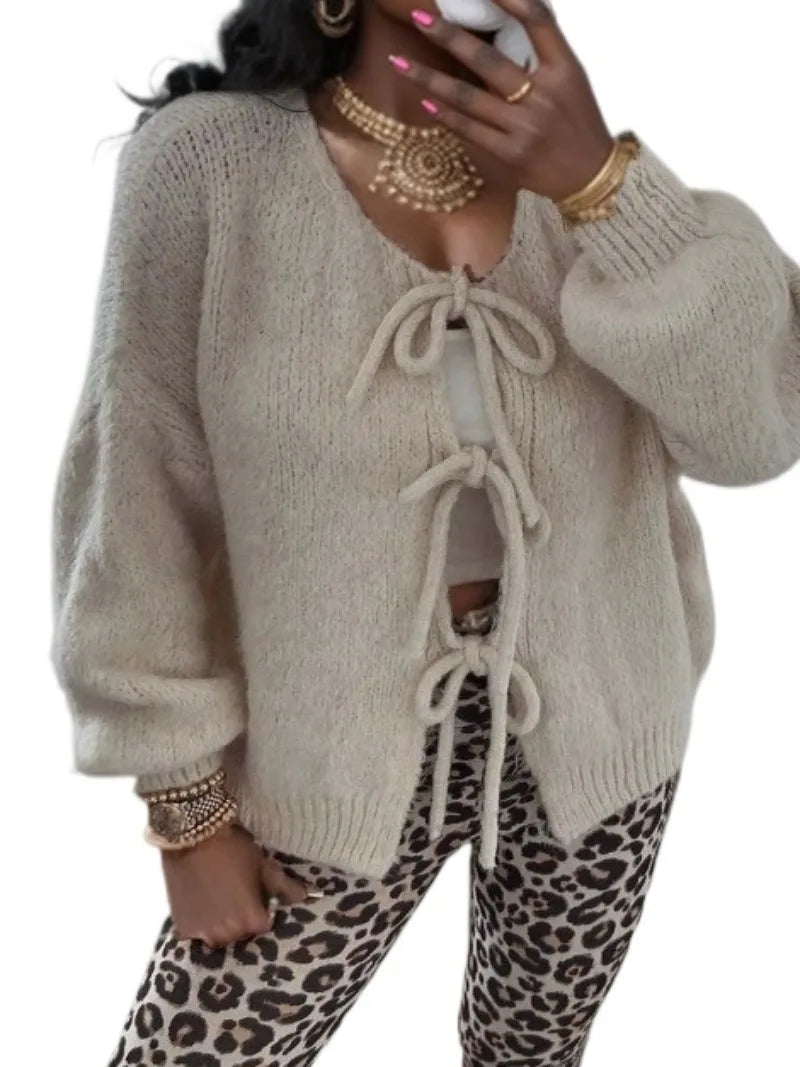Street Wave Jasmine Women Chunky Knotted Winter Cardigan