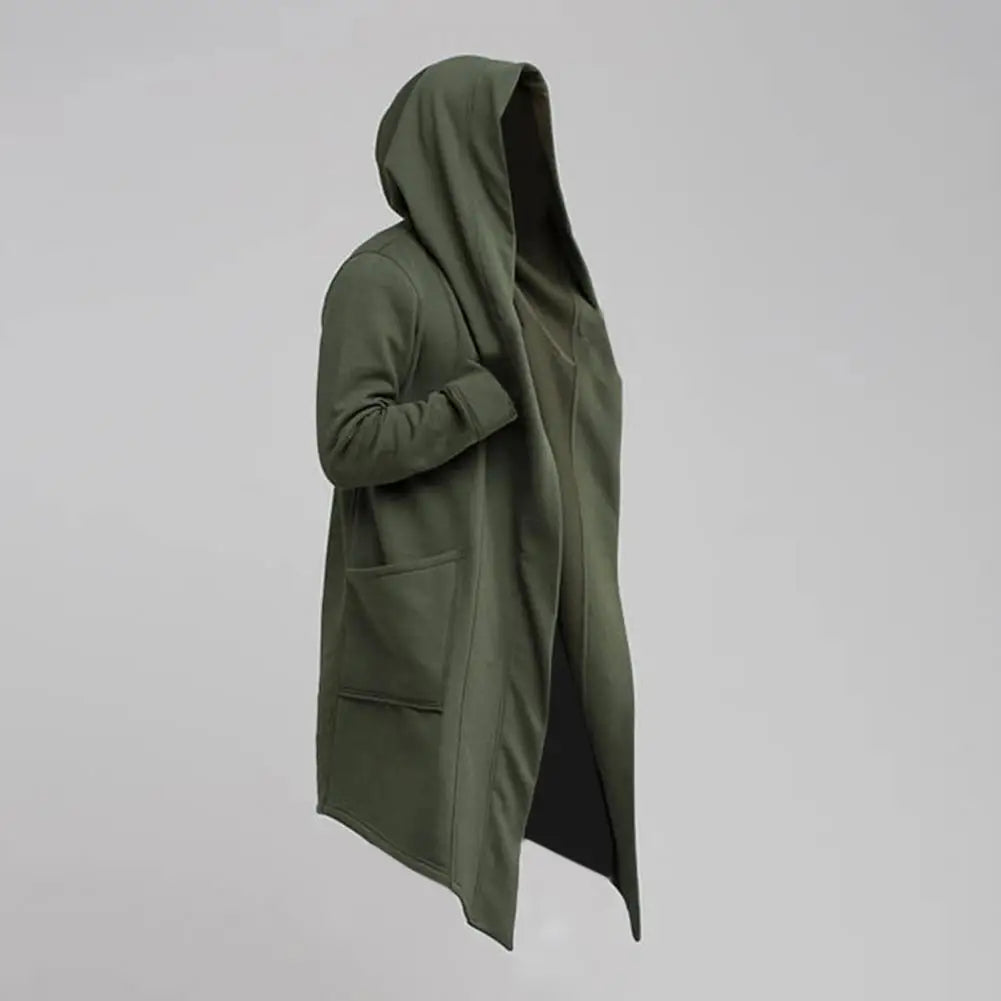 Street-Wave Mens Hooded Cardigan Knit Relaxed Fit Open Front Asymmetrical Hem
