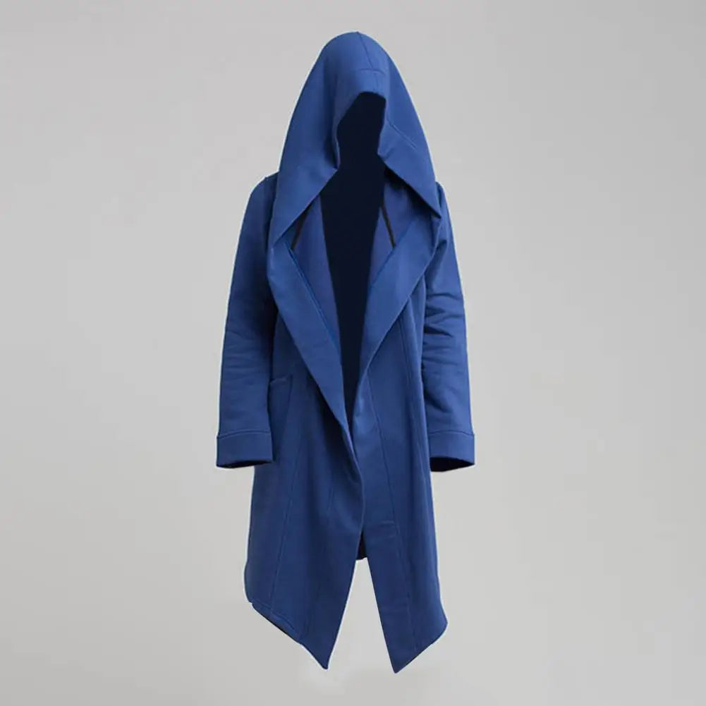 Street-Wave Mens Hooded Cardigan Knit Relaxed Fit Open Front Asymmetrical Hem