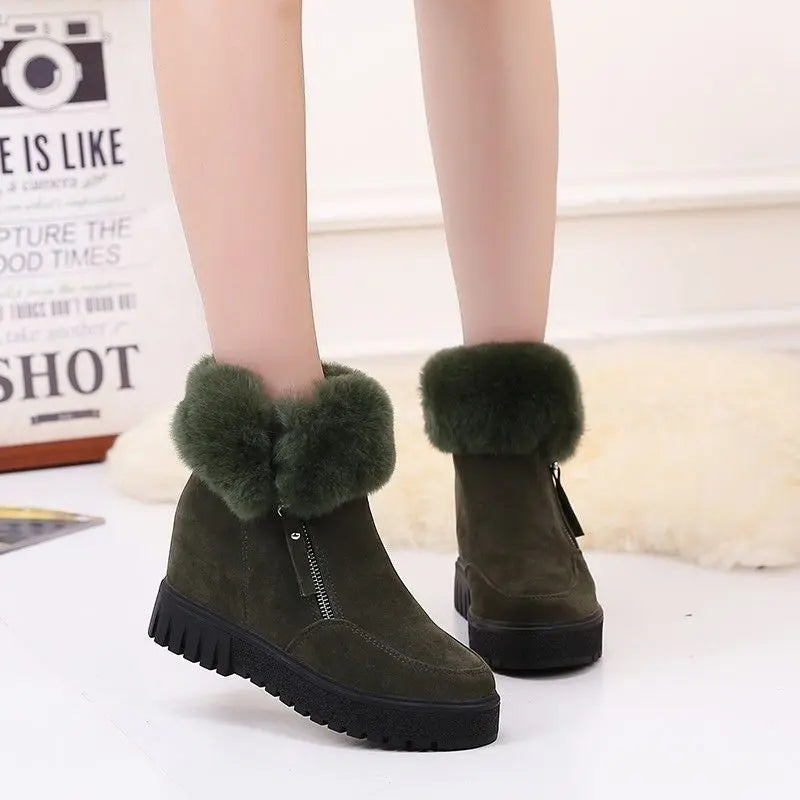 Street-Wave Women's Short Winter Boots With Integrated Heel