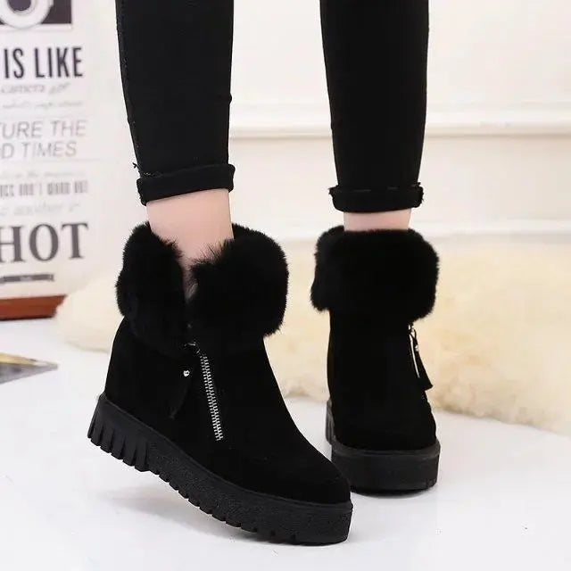 Street-Wave Women's Short Winter Boots With Integrated Heel
