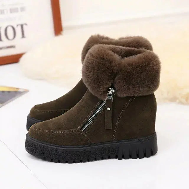Street-Wave Women's Short Winter Boots With Integrated Heel