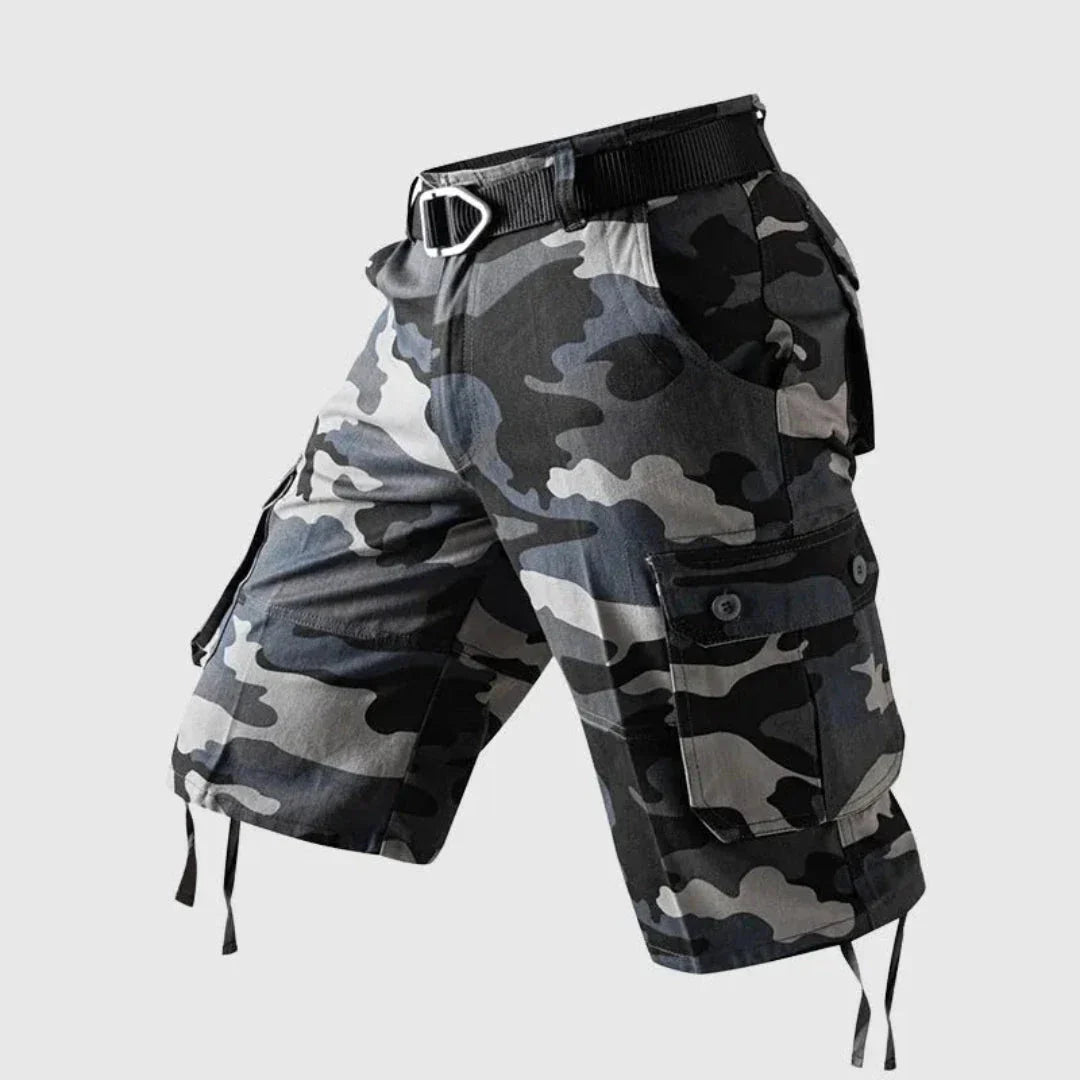 Sian Camouflage Multi Pocket Cargo Shorts Mens Pure Cotton Knee Length Tactical Outdoor Wear