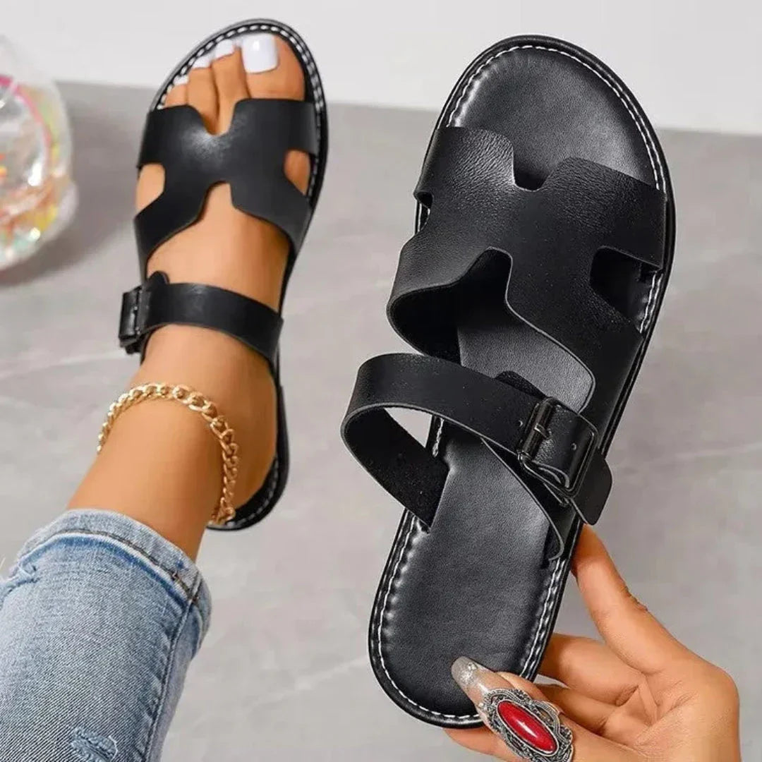Waylynn Sienna Faux Leather Buckle Sandals Women Comfort Versatility