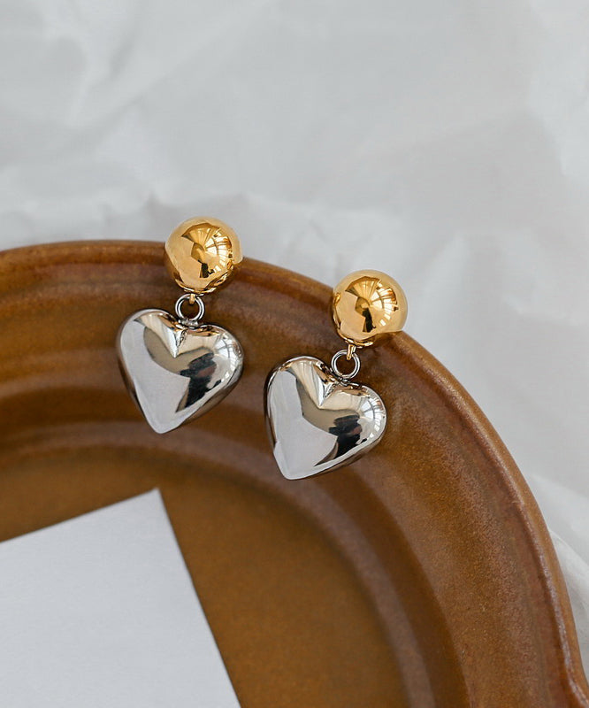 Boucles d'oreilles à tige simples en cuivre colorblock surdoré Love - Street-Wave