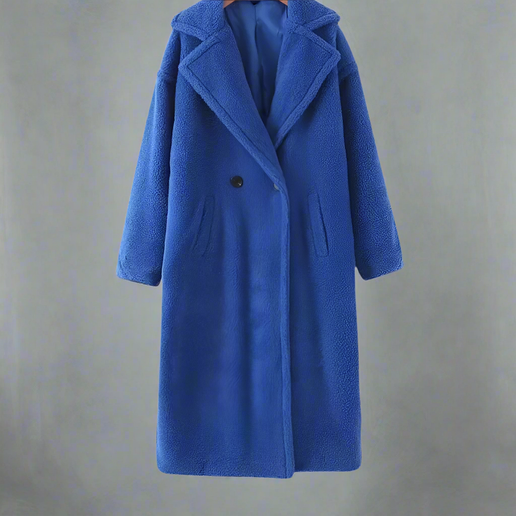 Street-Wave Teddy Coat Oversized Long Fit Warm Soft Fleece Revers Collar Women Everyday Wear