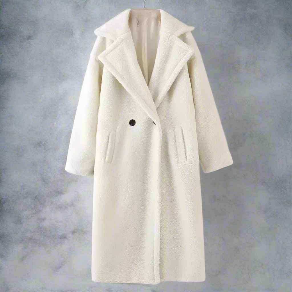 Street-Wave Teddy Coat Oversized Long Fit Warm Soft Fleece Revers Collar Women Everyday Wear