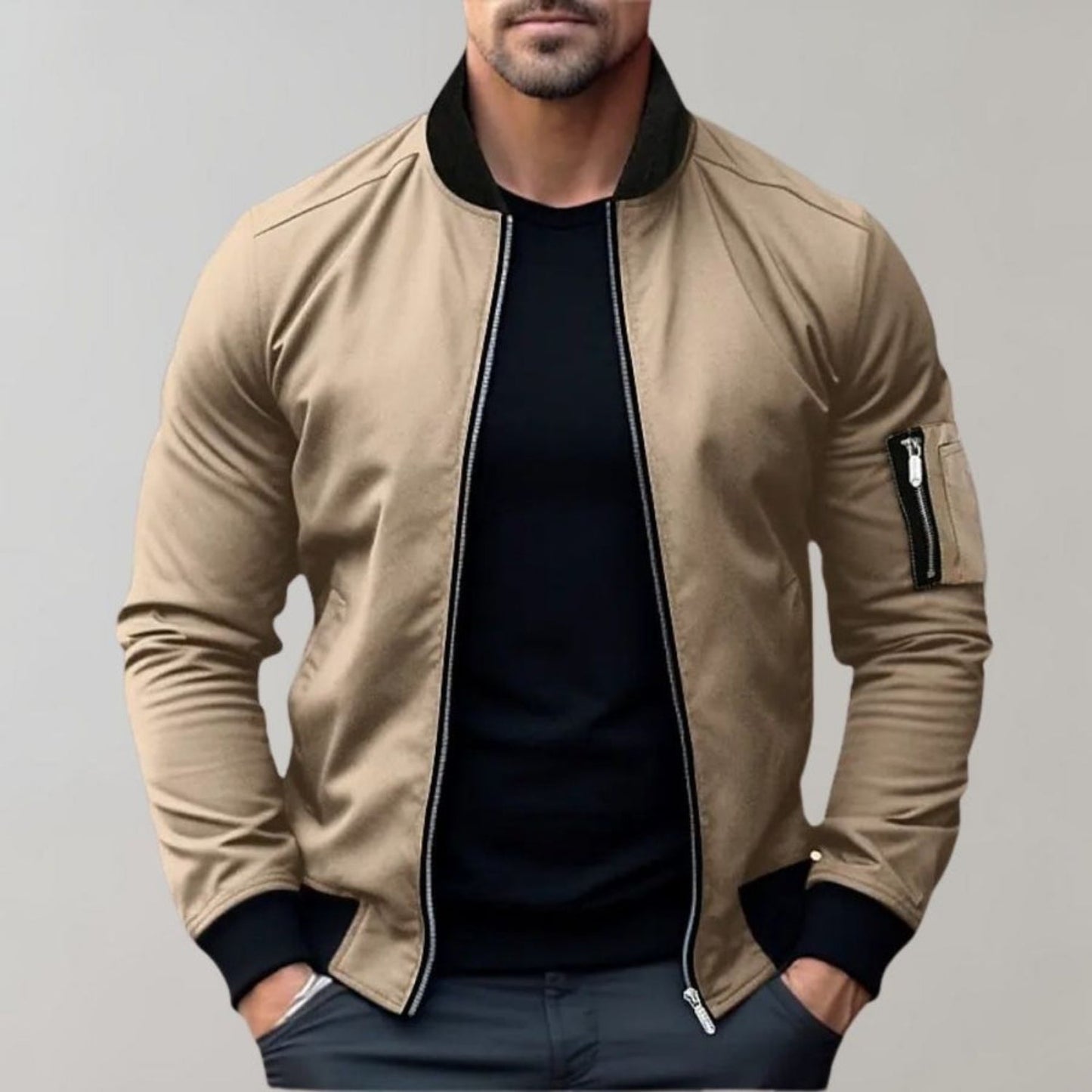 Mens Bomber Jacket Street-Wave Durable Cotton Polyester With Elegant Comfort For Modern Men