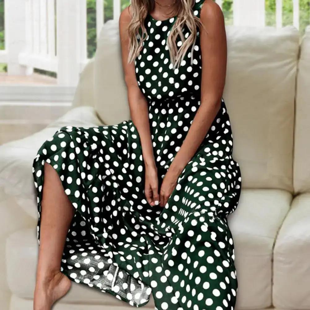 Street Wave Polka Dot Maxi Dress For Women Effortless Chic Comfort