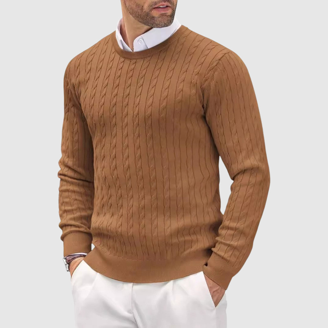 Slim Fit Cozy Layer Men's Knitted Wool Sweater By Street-Wave With Premium Knit Fabric And Twisted Knit Design