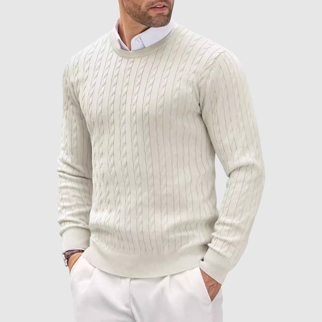 Slim Fit Cozy Layer Men's Knitted Wool Sweater By Street-Wave With Premium Knit Fabric And Twisted Knit Design