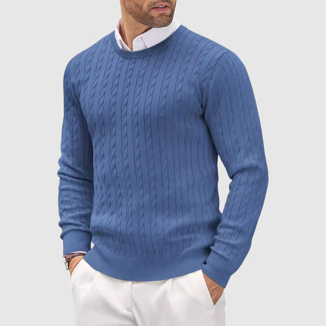 Slim Fit Cozy Layer Men's Knitted Wool Sweater By Street-Wave With Premium Knit Fabric And Twisted Knit Design