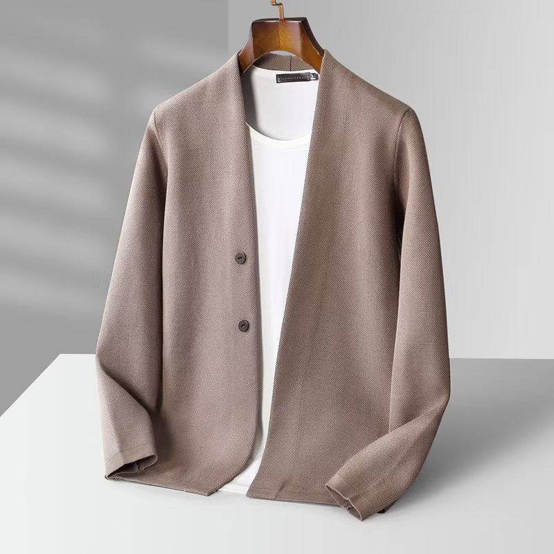Slim Fit Stretch Knit Mens Cardigan by Street-Wave Premium Viscose Blend High Elasticity