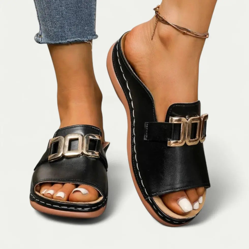 Street-Wave Slip-On Sandals for Women Lightweight Cushioned Comfort All Day