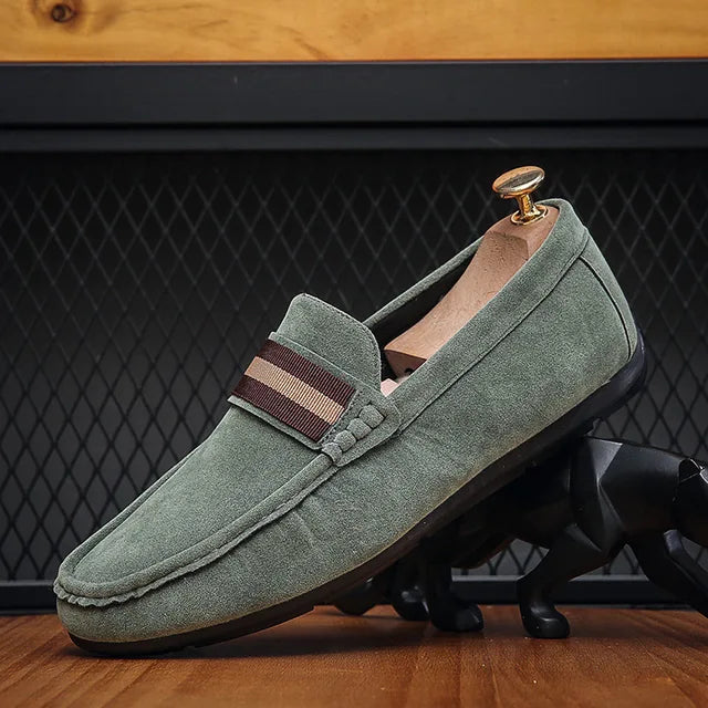 NobleStep Men's Slip-On Loafers Luxurious Nubuck Leather Comfort Cushioned Sole for Everyday Wear