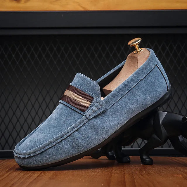NobleStep Men's Slip-On Loafers Luxurious Nubuck Leather Comfort Cushioned Sole for Everyday Wear