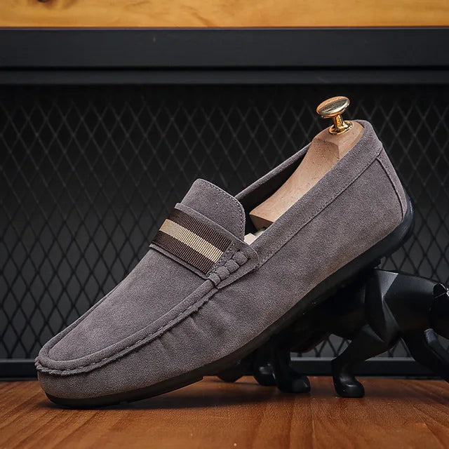 NobleStep Men's Slip-On Loafers Luxurious Nubuck Leather Comfort Cushioned Sole for Everyday Wear