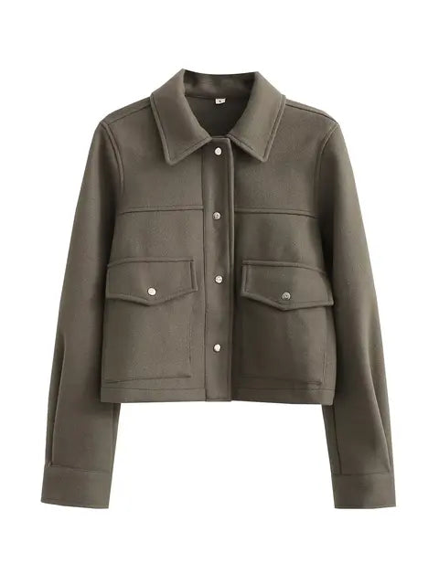 Street-Wave Women's Wool Jacket With Lapel Collar And Button Front For Timeless Chic