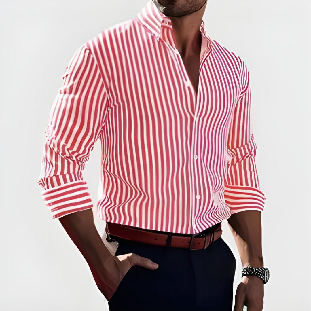 Street-Wave Slim Fit Button-Up Shirt Vertical Stripes Pro