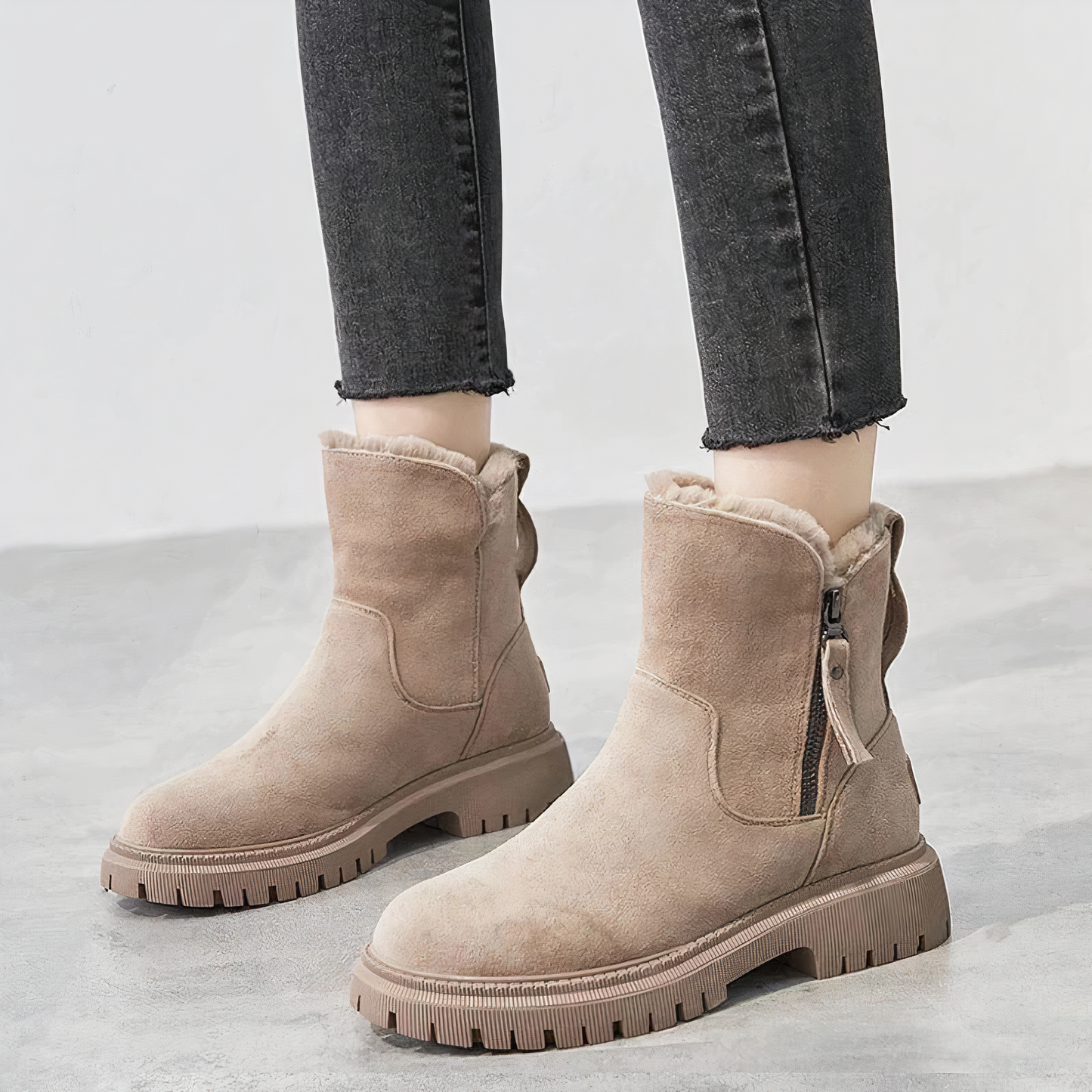 Street-Wave Ankle High Snow Boots With Fur Lining For Women Warmth And All Day Comfort