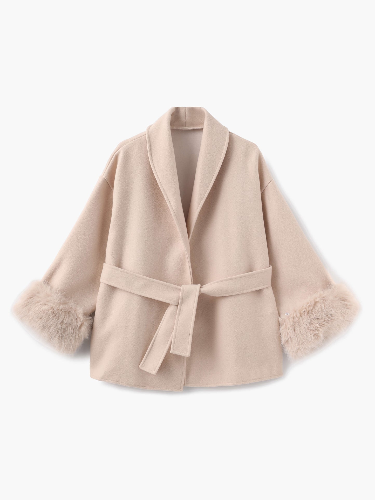 Street-Wave Faux Fur Trim Winter Coat For Women Belted Silhouette Chic Warmth Elegant Cozy