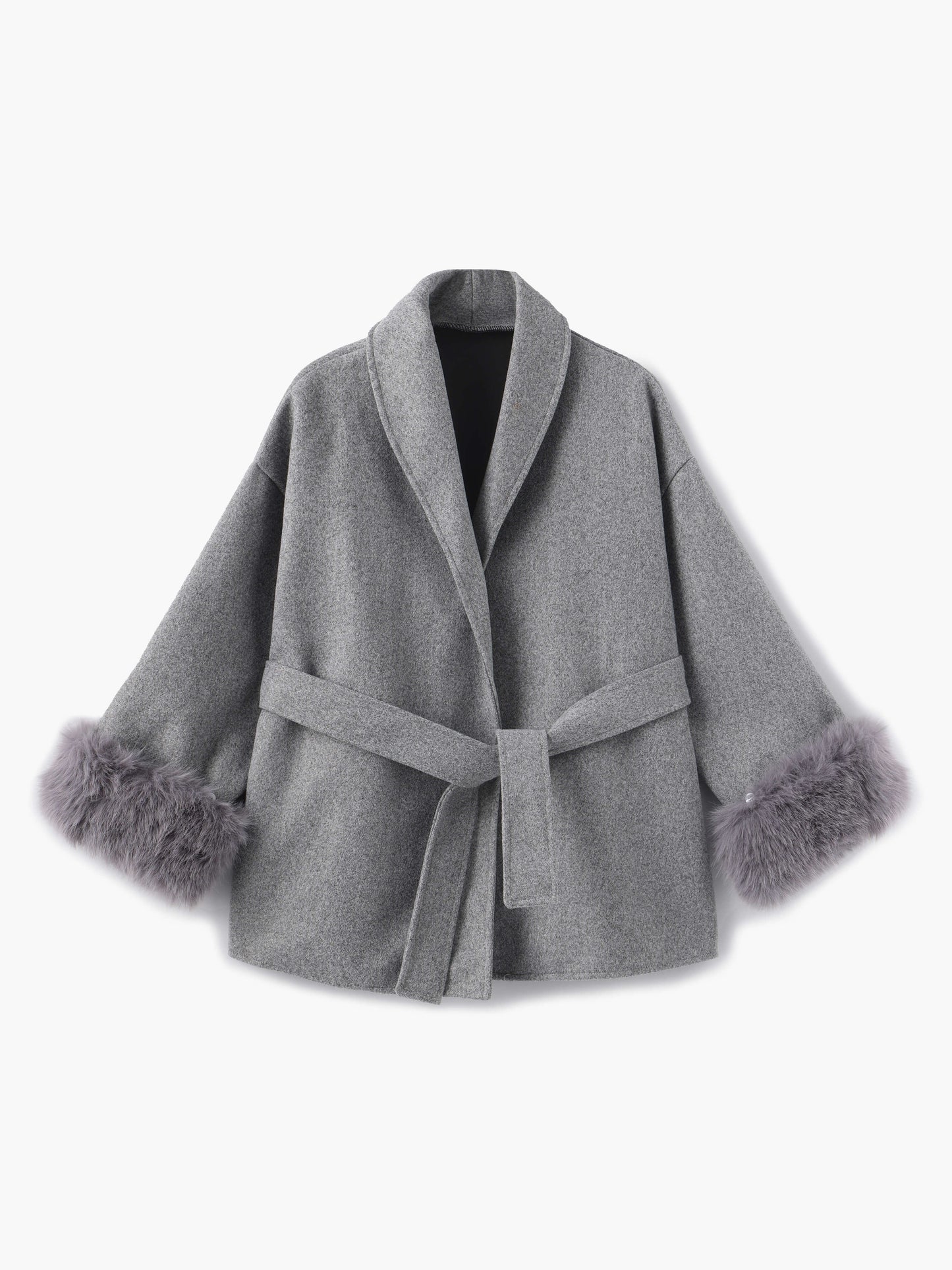 Street-Wave Faux Fur Trim Winter Coat For Women Belted Silhouette Chic Warmth Elegant Cozy