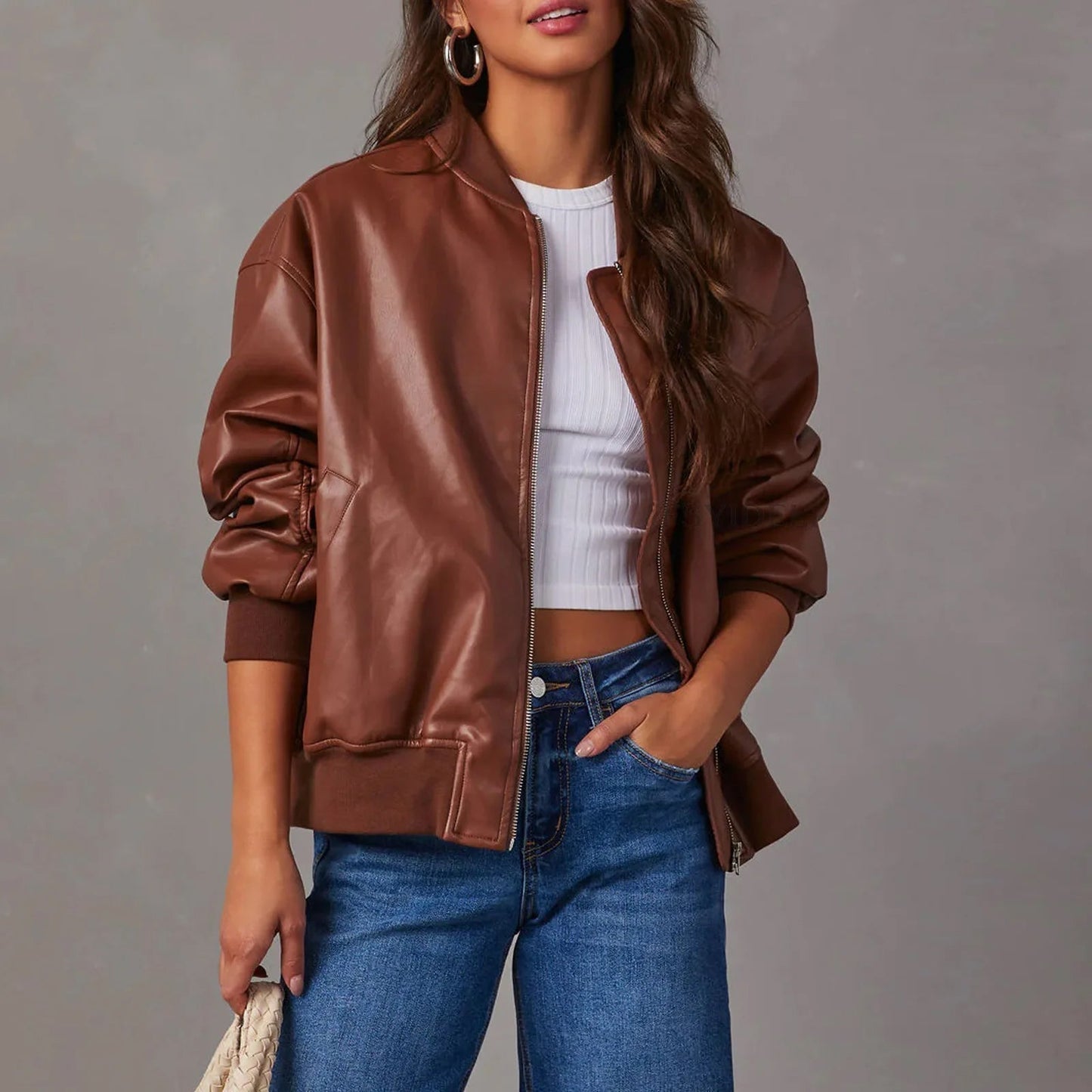 Street Wave Oversized Bomber Jacket For Women With Relaxed Fit And Trendy Everyday Style