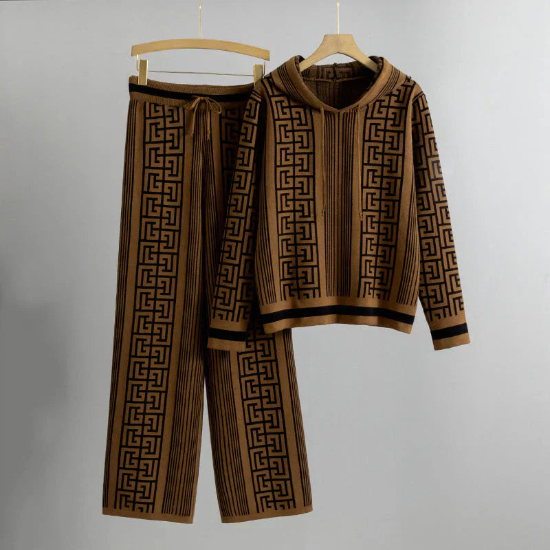 Women's Hoodie and Trousers Set with Adjustable Hood and Relaxed Fit