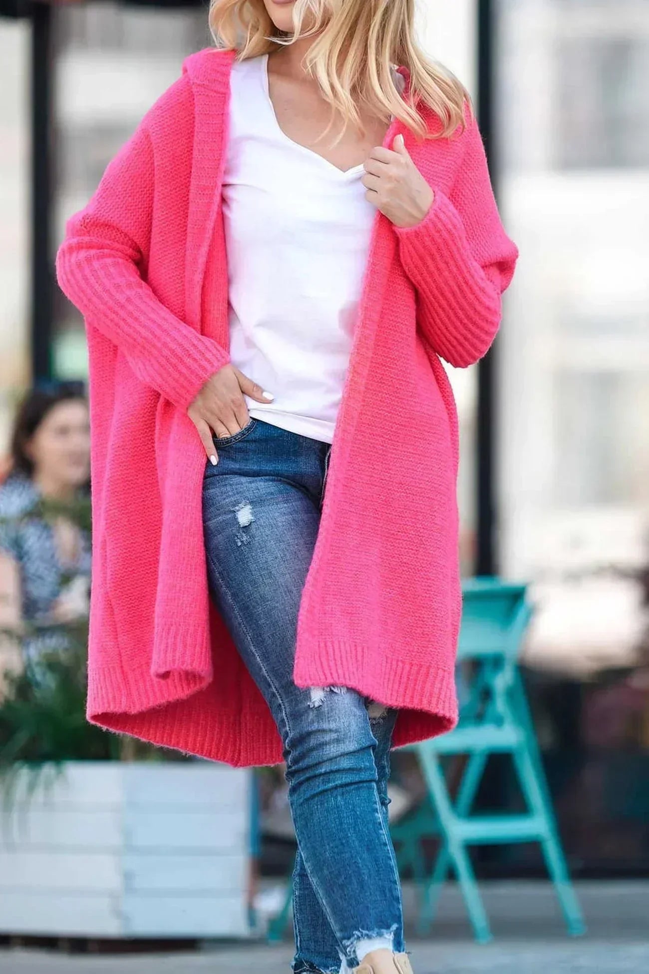 Street-wave Women's Oversized Knit Cardigan With Cozy Warmth For Effortless Style