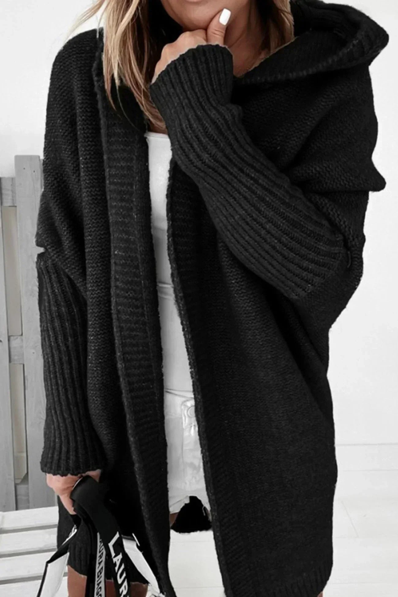 Street-wave Women's Oversized Knit Cardigan With Cozy Warmth For Effortless Style