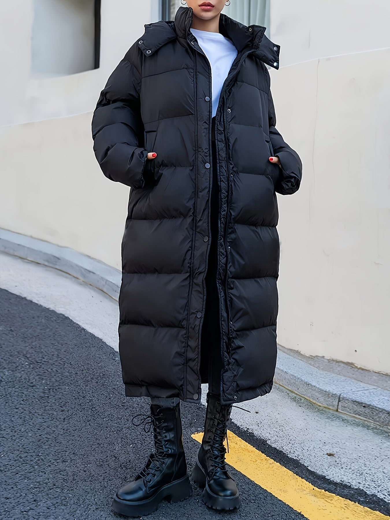 Street-wave Long Down Coat For Women Warm Cozy Puffer With Hood Extended Length Winter Ready Style