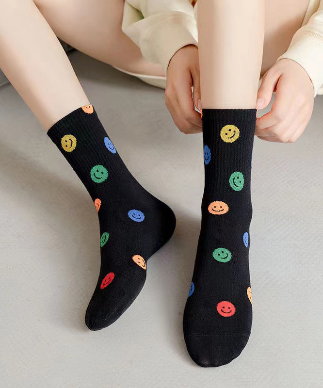 Chaussettes mi-mollet japonaises mignonnes avec visage souriant, printemps-automne - Street-Wave