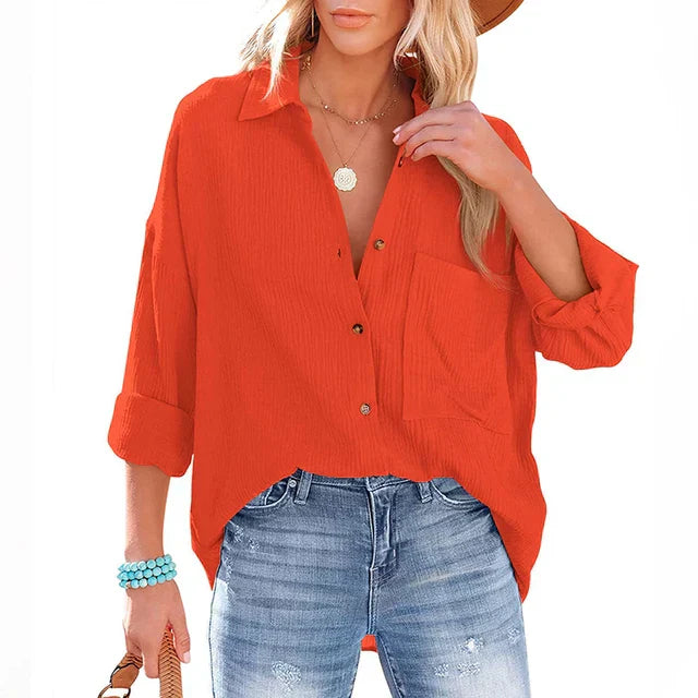 Street Wave Oversize Shirt Gray With Color Accents For Women Relaxed Fit Summer Style