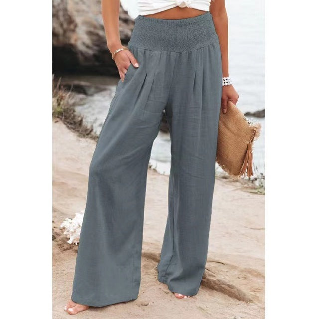 Street-Wave Linen Pants Rina For Women - High-Waist Stretch Comfort, Chic Everyday Wear