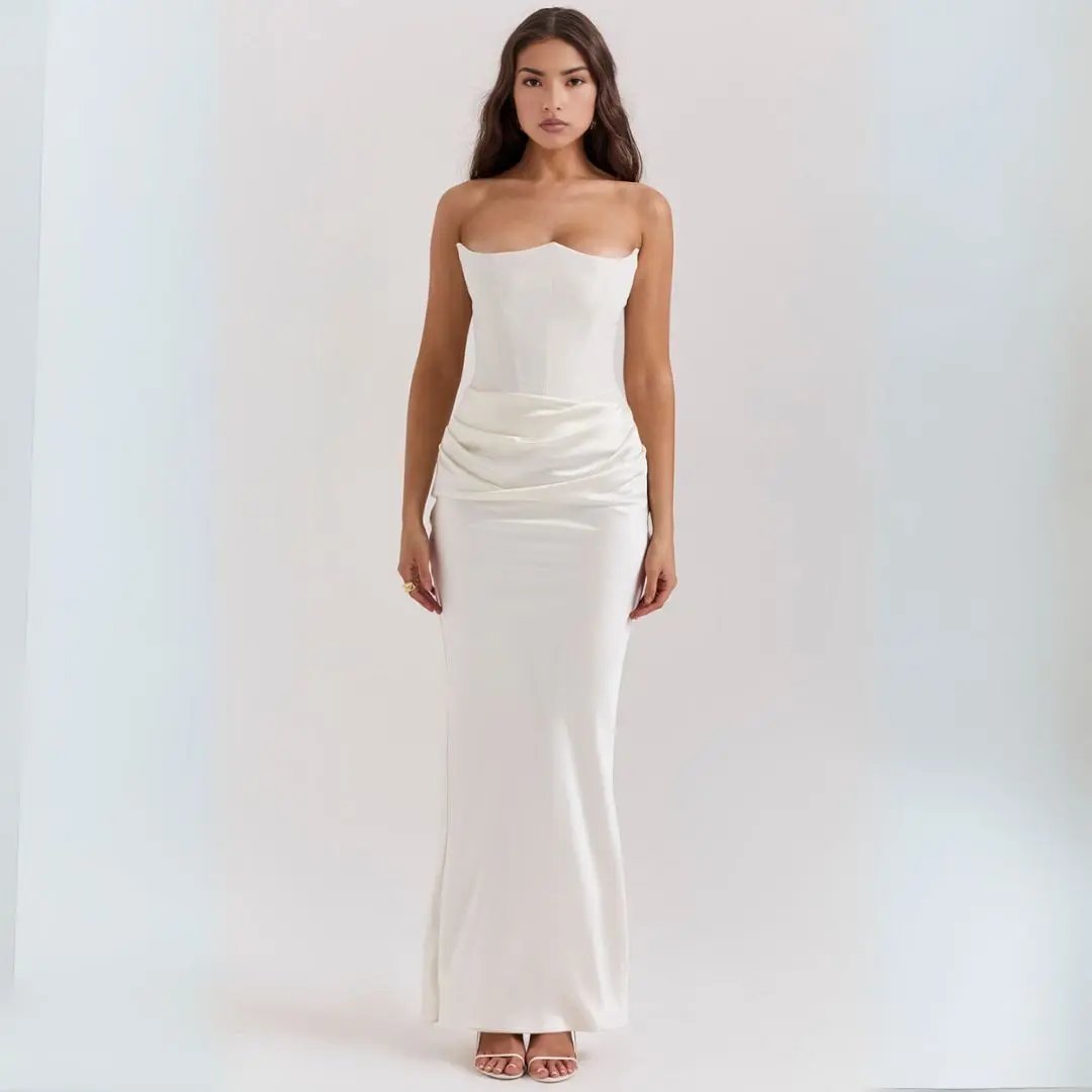 Street-Wave Strapless Corset Maxi Dress Women Silhouette