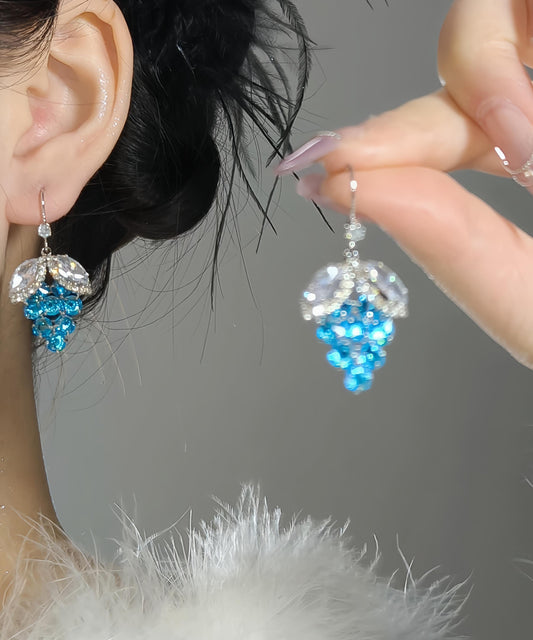 Boucles d'oreilles pendantes en forme de raisins en alliage bleu et cristal de zircon - Street-Wave