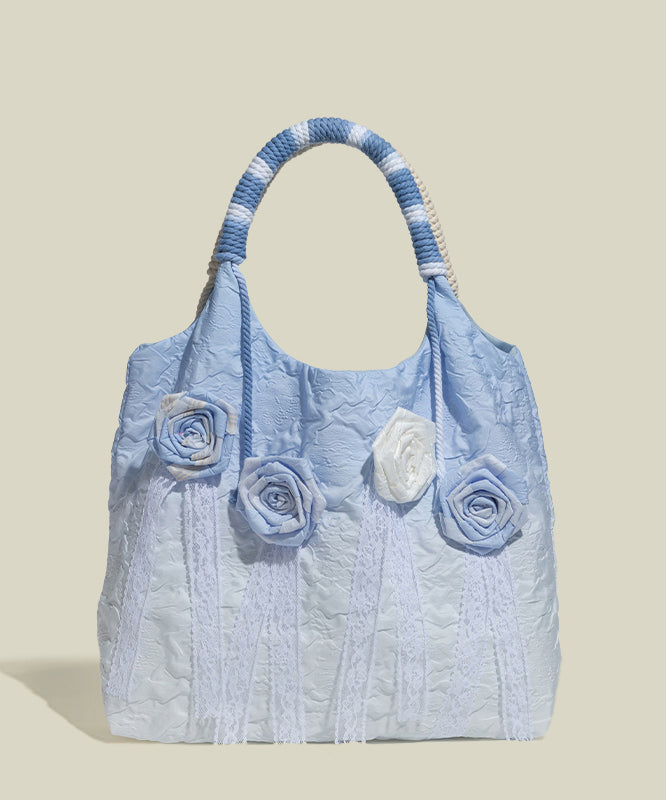 Sacs fourre-tout en coton à motif floral bleu dégradé de style - Street-Wave