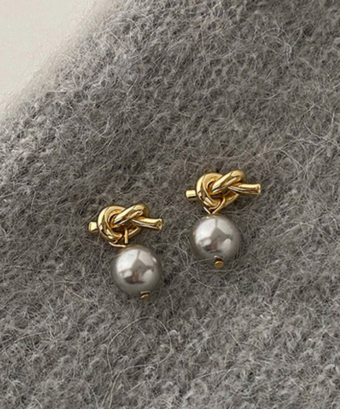 Boucles d'oreilles pendantes en résine et perles surdorées en cuivre gris - Street-Wave
